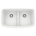 Blanco 442199 Valea SILGRANIT 32" 50/50 Double Bowl Undermount Kitchen Sink with Low Divide - White