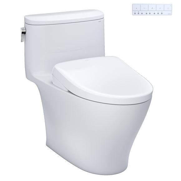 TOTO WASHLET+ Nexus One-Piece Elongated 1.28 GPF Toilet with Auto Flush S7A Contemporary Bidet Seat, Cotton White - MW6424736CEFGA#01