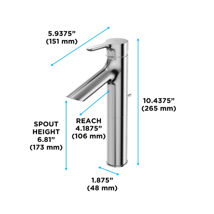 TOTO TLS01304U#CP LB Series Single Handle Bathroom Faucet for Sink with Drain Assembly, Polished Chrome