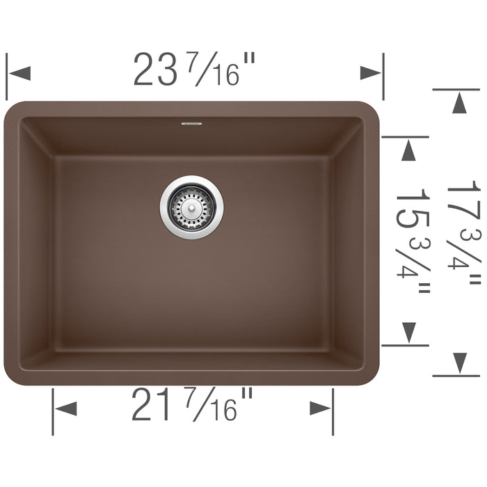 Blanco 522418 Precis SILGRANIT 24" Single Bowl Undermount Kitchen Sink - Cafe