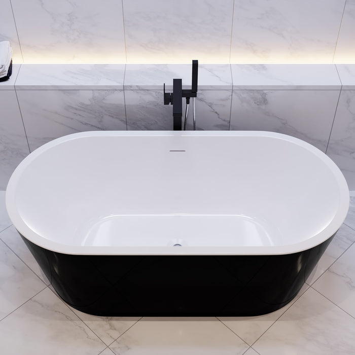 ANZZI FT-AZ098BK Chand 67" Acrylic Flatbottom Freestanding Bathtub in Black
