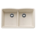 Blanco 443069 Diamond SILGRANIT 32" 50/50 Double Bowl Undermount Kitchen Sink with Low Divide - Soft White