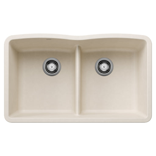 Blanco 443069 Diamond SILGRANIT 32" 50/50 Double Bowl Undermount Kitchen Sink with Low Divide - Soft White
