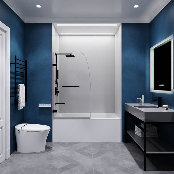 ANZZI SD-AZ10-01MB Grand Series 31.5" by 56" Frameless Hinged Tub Door in Matte Black