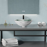 ANZZI LS-AZ903 Amalfi Round Glass Vessel Bathroom Sink with Stellar Grey Finish