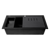 ALFI Brand AB3418SBDI-BLA Black 33" Granite Composite Workstation Single Bowl Drop-in Sink