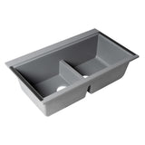 ALFI Brand AB3418DBUM-T Titanium 33" Granite Composite Workstation Double Bowl Undermount Sink