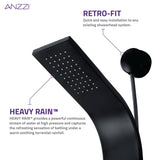 ANZZI SP-AZ078MB Aura 2-Jetted Shower Panel with Heavy Rain Shower & Spray Wand in Matte Black