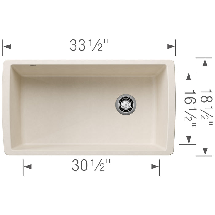Blanco 443071 Diamond SILGRANIT 33" Super Single Undermount Kitchen Sink - Soft White