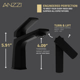 ANZZI L-AZ903MB Single Handle Single Hole Bathroom Faucet With Pop-up Drain in Matte Black