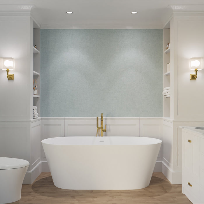 ANZZI FT-AZ503 Rossetto 5.6 ft. Solid Surface Center Drain Freestanding Bathtub in Matte White