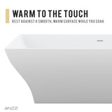 ANZZI FT-AZ8419 Kayenge 5.9 ft. Solid Surface Center Drain Freestanding Bathtub in Matte White