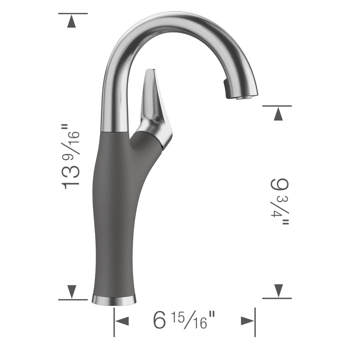Blanco 526382 Artona Pull-Down Dual-Spray Bar Faucet - PVD Steel/Cinder