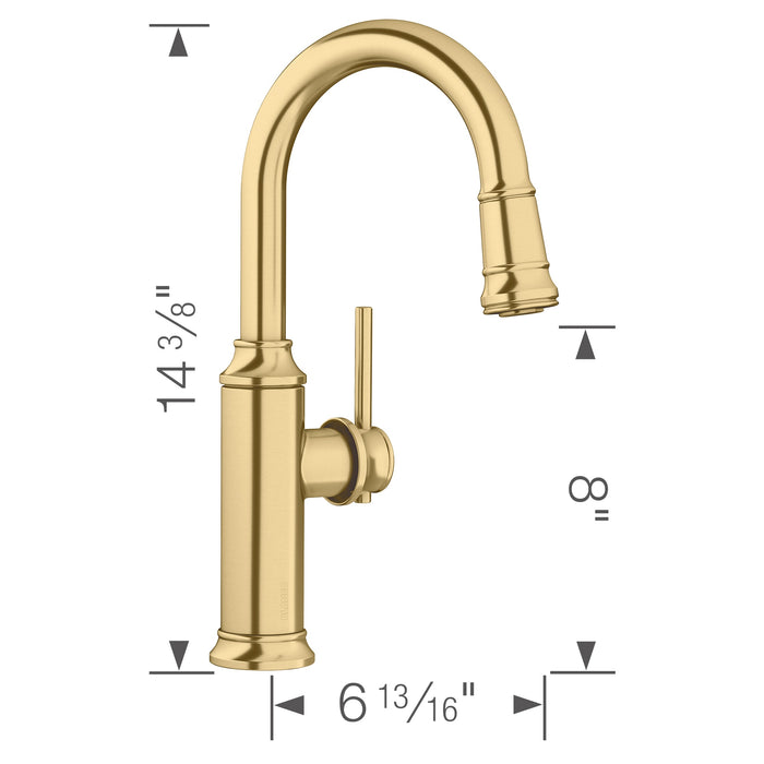 Blanco 442983 Empressa Pull-Down Bar Faucet - Satin Gold