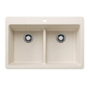 Blanco 443209 Liven SILGRANIT 33" 50/50 Double Bowl Dual Mount Kitchen Sink with Low Divide - Soft White