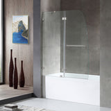 ANZZI SD1101BN-3260L 5 ft. Bathtub in White with 48" by 58" Frameless Hinged Tub door in Brushed Nickel