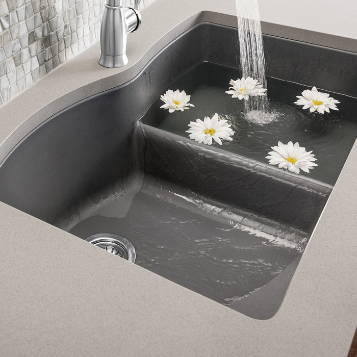 Blanco 441591 Diamond SILGRANIT 32" 60/40 Double Bowl Undermount Kitchen Sink in Cinder