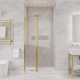 ANZZI SD-AZ14-01BG Romance 72" x 33.5" Frameless Swinging Shower Door in Brushed Gold