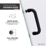 ANZZI SD-AZ8075-01MBF Passion Series 24" by 72" Frameless Hinged Shower Door in Matte Black with Frosted Glass