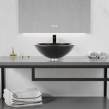 ANZZI LS-AZ905MB Amalfi Round Glass Vessel Bathroom Sink with Matte Black Finish