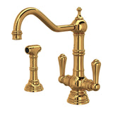 Rohl U.4766EG-2 Perrin and Rowe Edwardian Single Hole Kitchen Faucet with Lever Handles and Sidespray