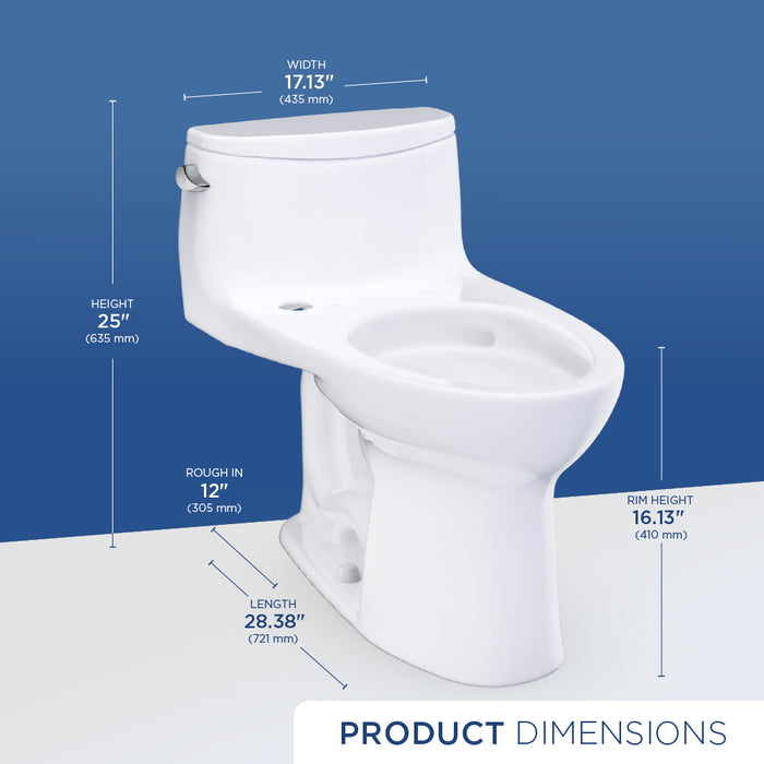 TOTO CST618CEFGT40#01 UltraMax Low Profile One-Piece Elongated 1.28 GPF Universal Height Toilet