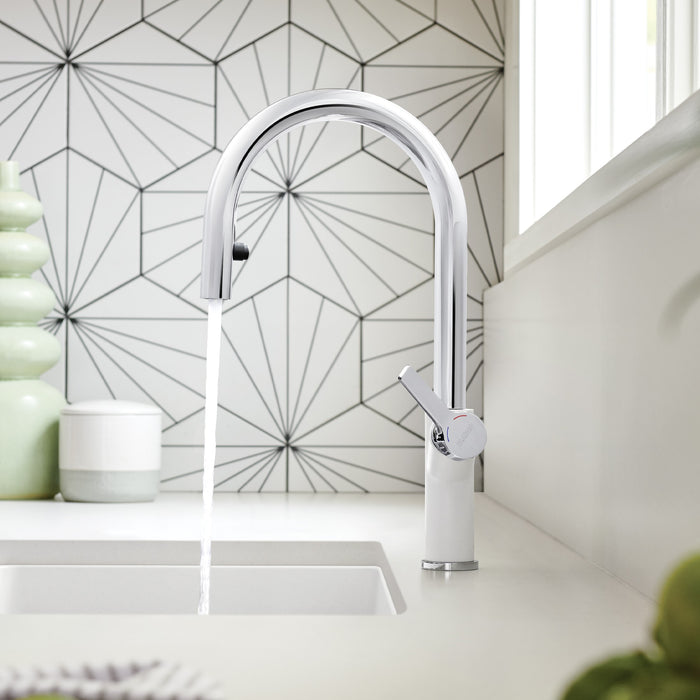 Blanco 526391 Urbena Pull-Down Dual-Spray Kitchen Faucet - Chrome/White