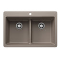 Blanco 443206 Liven SILGRANIT 33" 50/50 Double Bowl Dual Mount Kitchen Sink with Low Divide - Truffle
