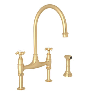 Rohl U.4718X-SEG-2 Perrin and Rowe Georgian Era Bridge Kitchen Faucet with Sidespray