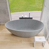 ALFI Brand ABCO72TUB 72" Solid Concrete Tear Drop Freestanding Bathtub