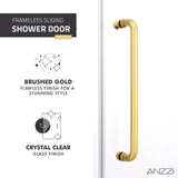 ANZZI SD-AZ8077-02BG Leon Series 60" by 76" Frameless Sliding Shower Door in Brushed Gold with Handle