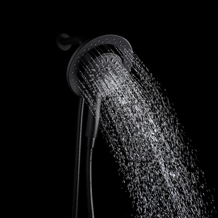 ANZZI SH-AZ067MB Valkyrie Retro-Fit 3-Spray Patterns with 7.48" Wall Mounted Dual Shower Heads in Matte Black