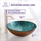 ANZZI LS-AZ8211 Makata Series Vessel Sink in Gold/Cyan Mix