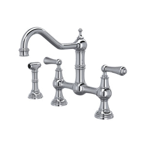 Rohl U.4756L-APC-2 Perrin and Rowe Edwardian Bridge Kitchen Faucet with Sidespray