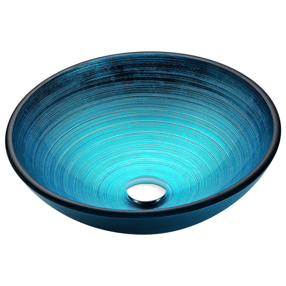 Taba Series Deco-Glass Vessel Sink in Lustrous Blue