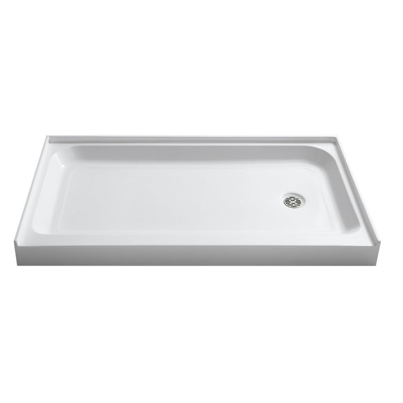 Tier 36 x 60 in. Right Drain Single Threshold Shower Base in White