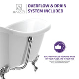 ANZZI FT-CF130FAFT-CH 69.29" Belissima Double Slipper Acrylic Claw Foot Tub in White