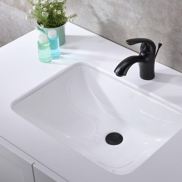ANZZI LS-AZ113 Dahlia Series 20.5" Ceramic Undermount Sink Basin in White