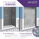 ANZZI SD-AZ13-01MB Madam Series 48" by 76" Frameless Sliding Shower Door in Matte Black with Handle