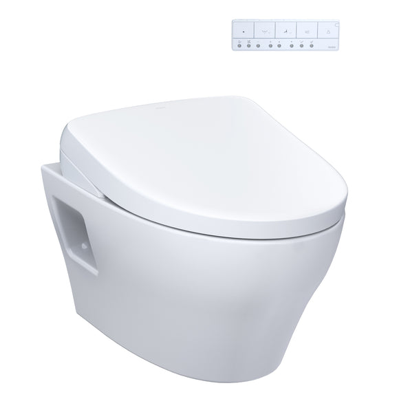 TOTO WASHLET+ EP Wall-Hung Elongated Toilet with S7A Contemporary Bidet Seat and DuoFit In-Wall 0.9 and 1.28 GPF Auto Dual-Flush Tank System, Matte Silver - CWT4284736CMFGA#MS
