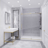 ANZZI SD-AZ8077-02BG Leon Series 60" by 76" Frameless Sliding Shower Door in Brushed Gold with Handle