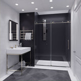 ANZZI SD-AZ8077-02BN Leon Series 60" by 76" Frameless Sliding Shower Door in Brushed Nickel with Handle