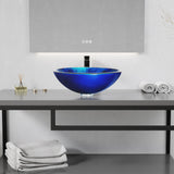 ANZZI LS-AZ915 Belissima Round Glass Vessel Bathroom Sink with Stellar Blue Finish