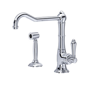 House of Rohl A3650/11LMWSAPC-2 Cinquanta Single Hole Column Spout Kitchen Faucet with Sidespray