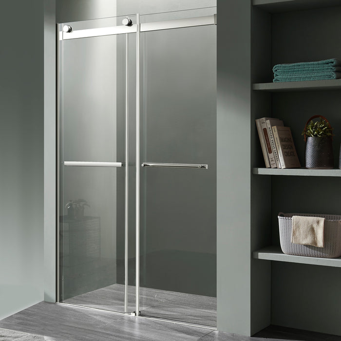 Kahn Series 60 in. x 76 in. Frameless Sliding Shower Door with Horizontal Handle in Chrome