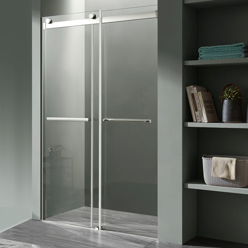 Kahn Series 48 in. x 76 in. Frameless Sliding Shower Door with Horizontal Handle in Chrome