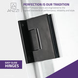 ANZZI SD-AZ8075-01MB Passion Series 24" by 72" Frameless Hinged Shower Door in Matte Black with Handle