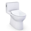 TOTO Redington One-Piece Elongated 1.28 GPF WASHLET+ and Auto Flush Ready Universal Height Toilet with CEFIONTECT and SS234 SoftClose Seat, Cotton White - MS672234CEFG#01