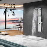 ANZZI SP-AZ075 Coastal 44" Full Body Shower Panel with Heavy Rain Shower and Spray Wand in Brushed Steel