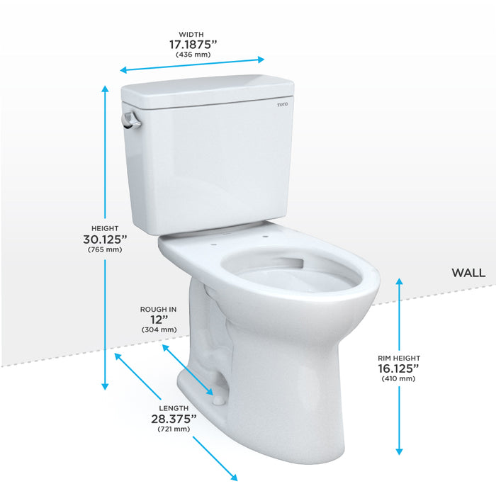 TOTO CST776CSFG#03 Drake Two-Piece Elongated 1.6 GPF Universal Height Toilet, Bone